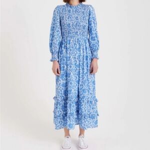 Pink City Prints NWT Isabel High Neck Floral Maxi Long Sleeve Dress Size Medium